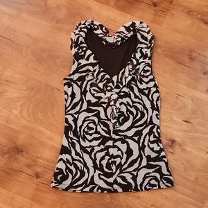Sleeveless shell brown and white zebra style print